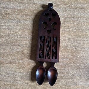 Welsh Love Spoon - double spoons w/hearts & comma whorls